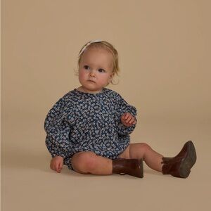 Rylee + Cru Gwen Romper Bubble in Blue Floral